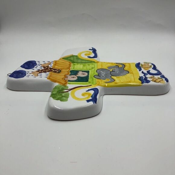 The Boozell Collection Noah's Ark Ceramic Cross Hanging Wall Art Terracotta 10in - Picture 5 of 12